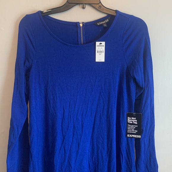 NWT EXPRESS blue long sleeve dress size small - Picture 3 of 5